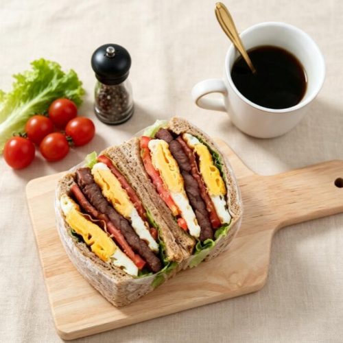 whole wheat egg steak sandwich